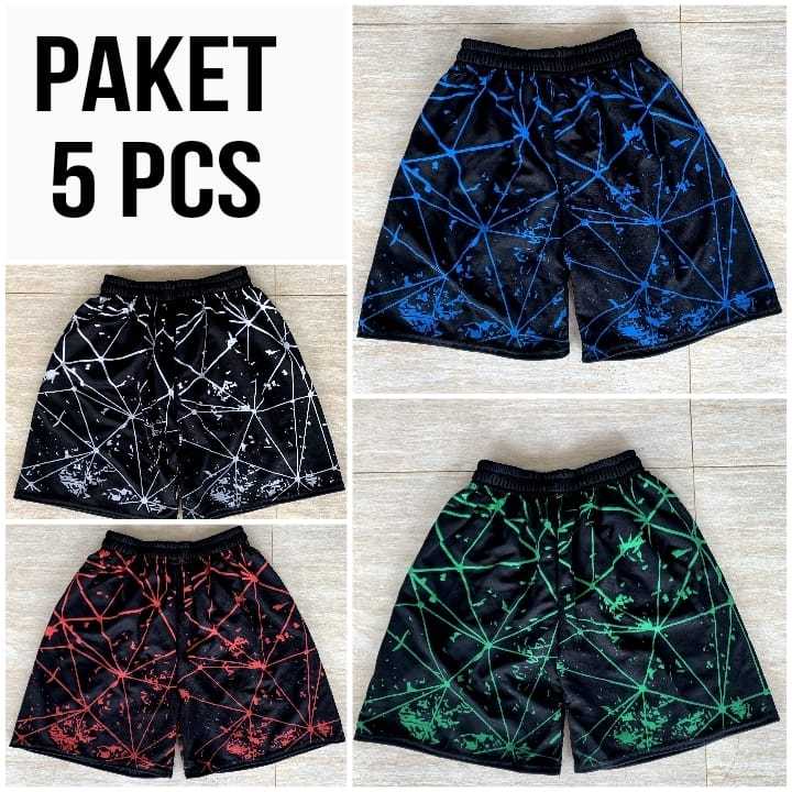 5PCS Celana  olahraga celana pendek polos pria celana olahraga santai polos hitam olahraga
