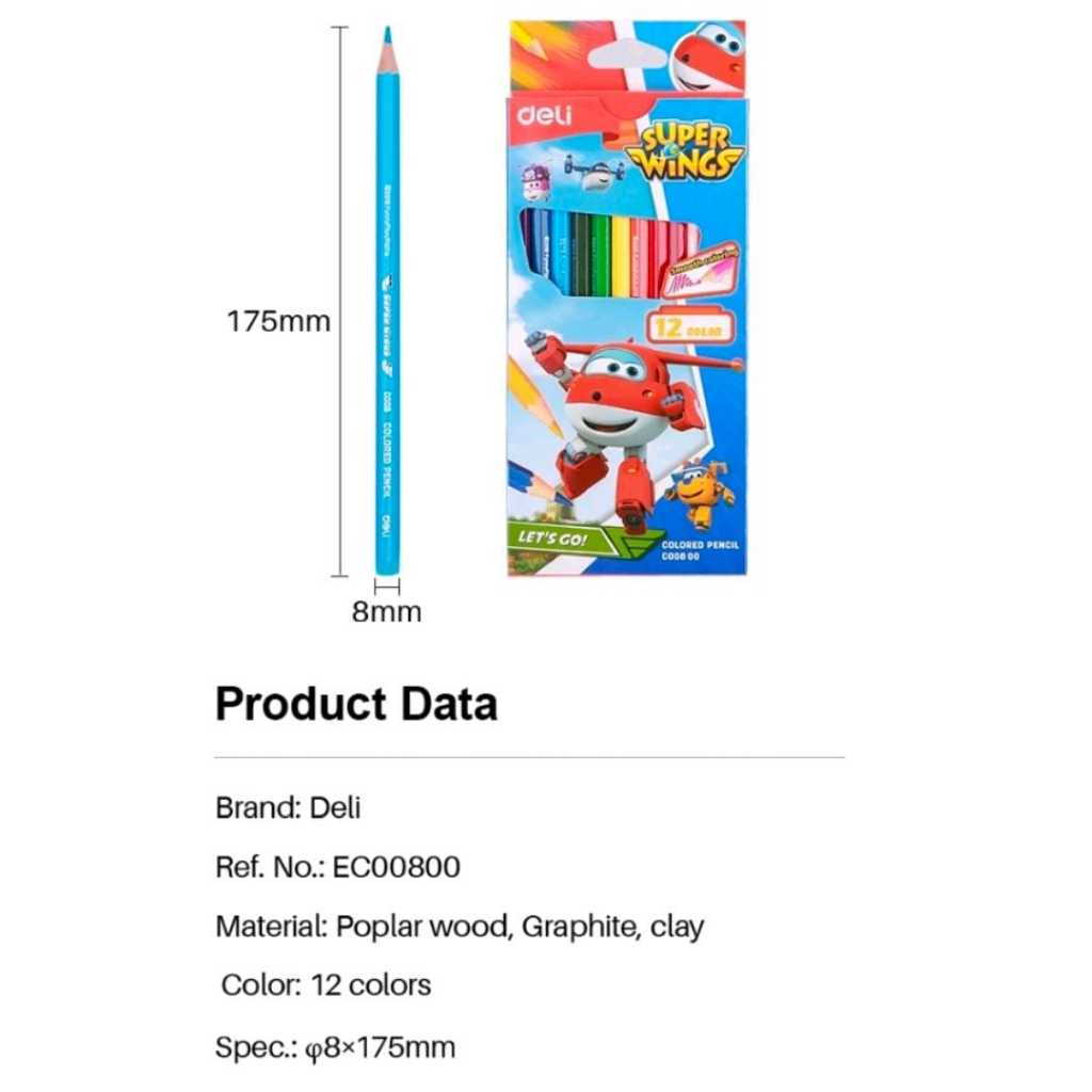 

Pensil Warna Kayu Deli Super Wings 12 Warna EC00800