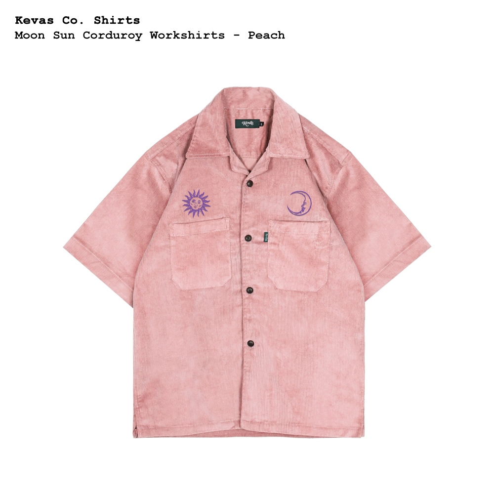 Kevas Clearance Sale Moon Sun Peach Purple Work Shirts L