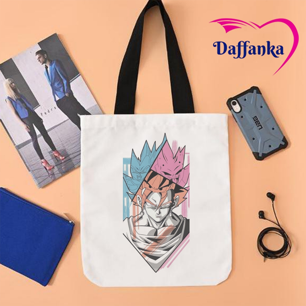 Tas Slempang Tote Bag Kanvas Dragon Ball Fusion Potara Vegito Buu Saga