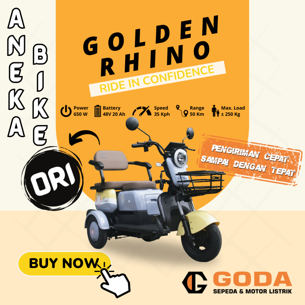Sepeda Listrik RODA3 GD310 Garansi Resmi - GD 310 Golden Rhino - ANEKA BIKE GODA OFFICIAL