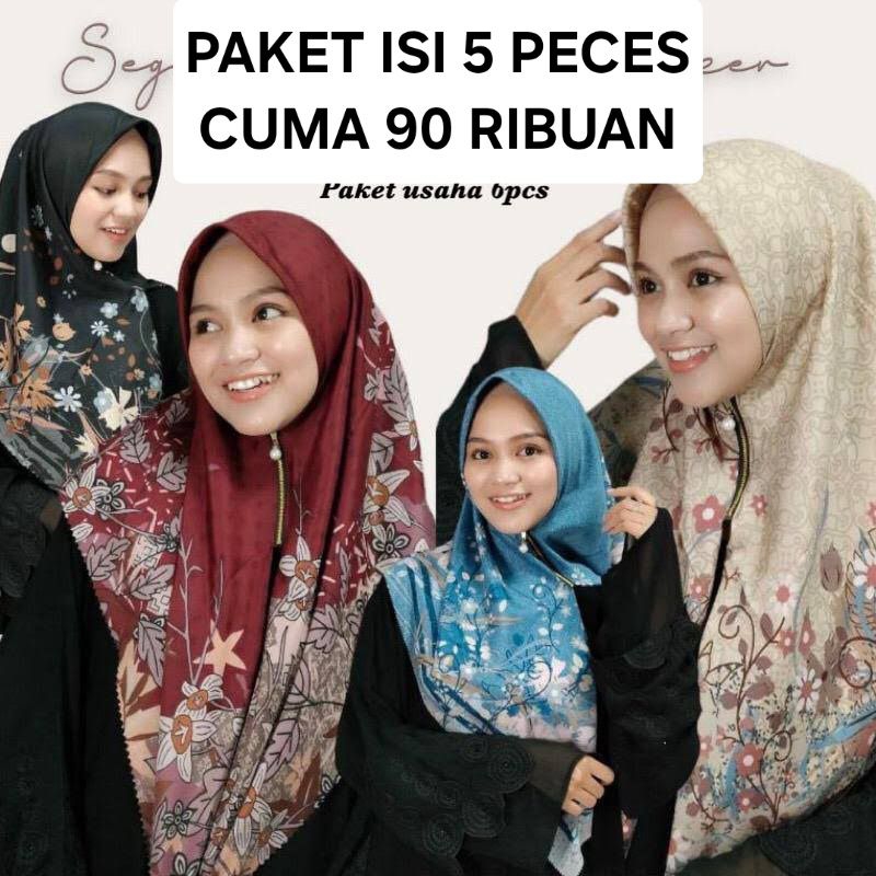 PAKET ( DAPAT 5PCS) BELLA ZIPER MOTIF HIJAB INSTAN