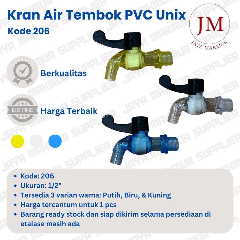 Kran Air Tembok PVC UNIX Kode 206 | Kran Air Tembok UNIX 1/2 inch