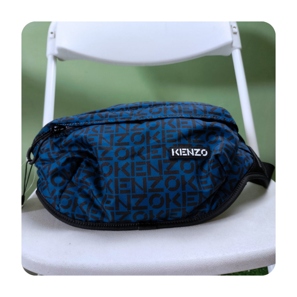 Tas Pria Branded Alphabet Logo Belt  Bag Blue Black