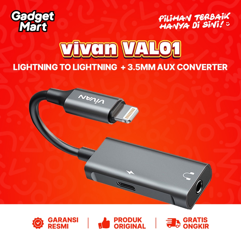VIVAN VAL01 Adaptor Lightning to Lightning + Jack 3.5mm