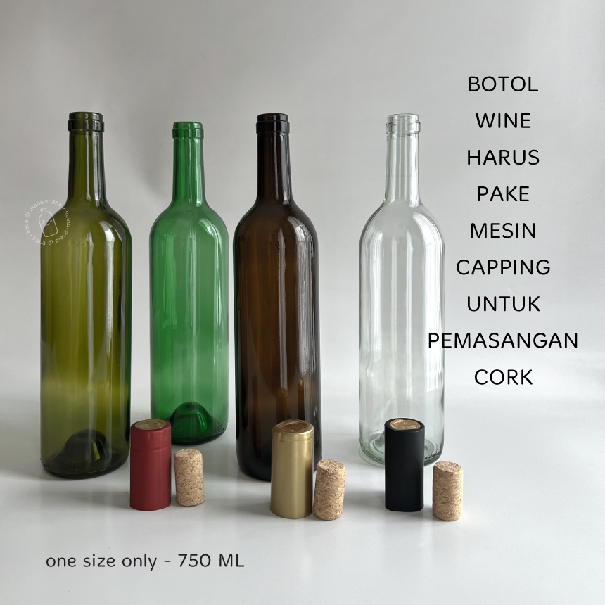 Botol kaca wine wooden cork + sleeves -  BOTOL BARU - Wine Glass bottle