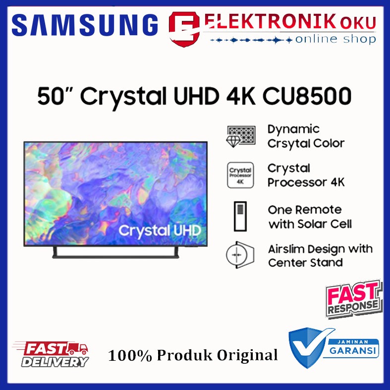 LED TV SAMSUNG 50CU8500 CRYSTAL UHD 4K SMART TV 50 INCH GARANSI RESMI