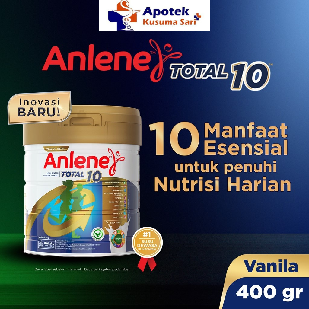 

Anlene Total 10 Susu Bubuk Dewasa Vanila 400g - 10 Manfaat Esensial Tinggi Kalsium dan Protein