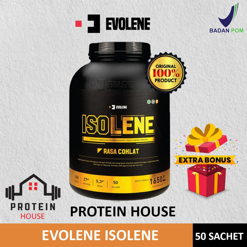 evolene isolene 50serv whey protein isolate isolene 50sachet BPOM