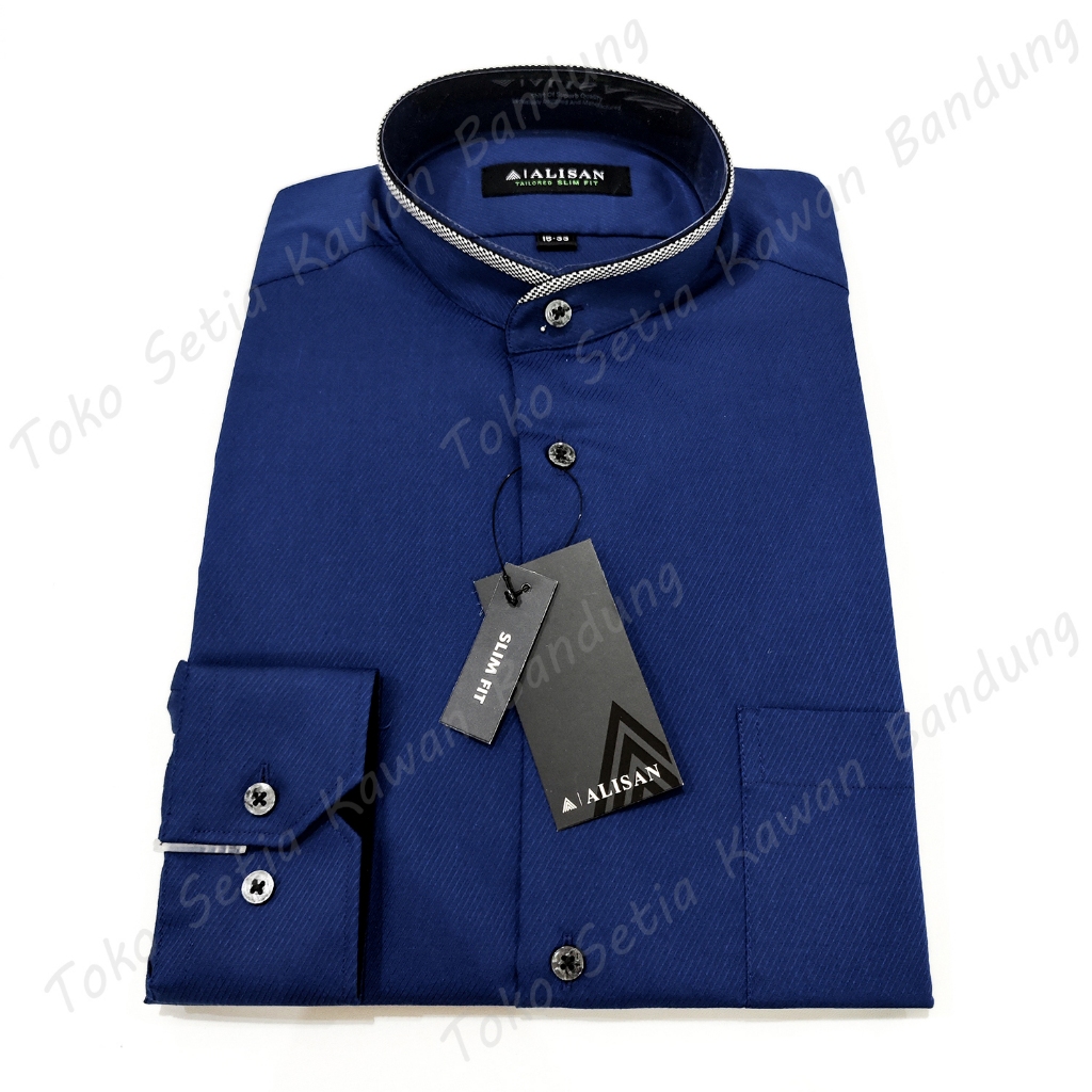 Koko ALISAN Doby SLIM FIT Lengan Panjang Kerah List ( BIRU 7 )