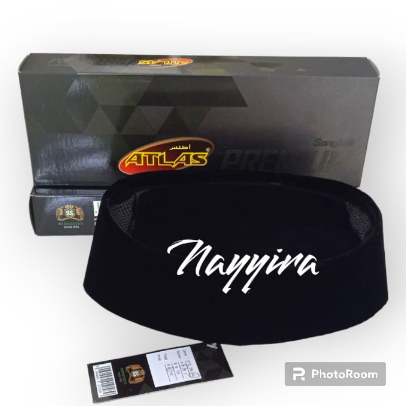 Songkok Atlas premium/Kopiah atlas ori/Songkok hitam atlas/Peci sholat