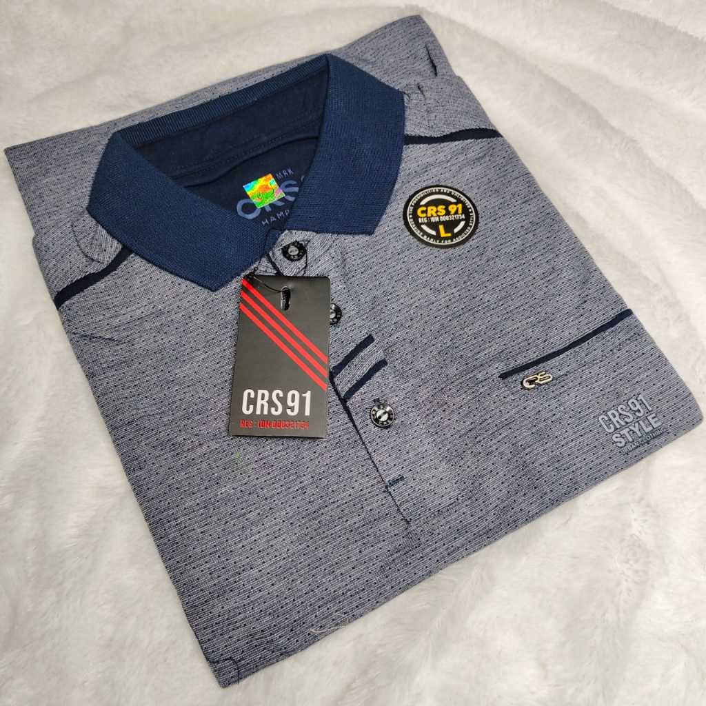 Kaos Fashion Pria Kerah Polo CRS 91 Motif Pattern Lengan Pendek Casual Brand Terbaru dan Tampilan El