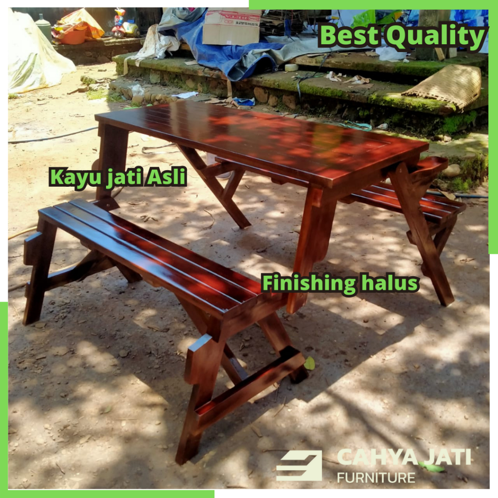 Kursi lipat magic taman dan cafe outdoor kayu Jati bangku portable bisa di lipat jadi Meja ataupun  