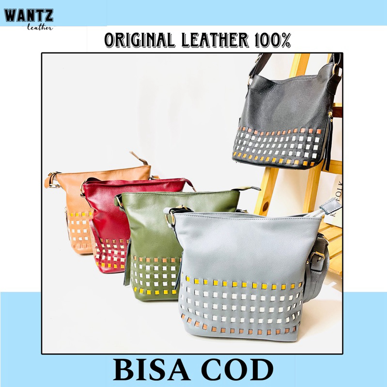 TAS WANITA Kulit Asli Garut TOTE BAG WANITA Kulit Asli 100% Model HOBO ANYAM - WANTZ LEATHER