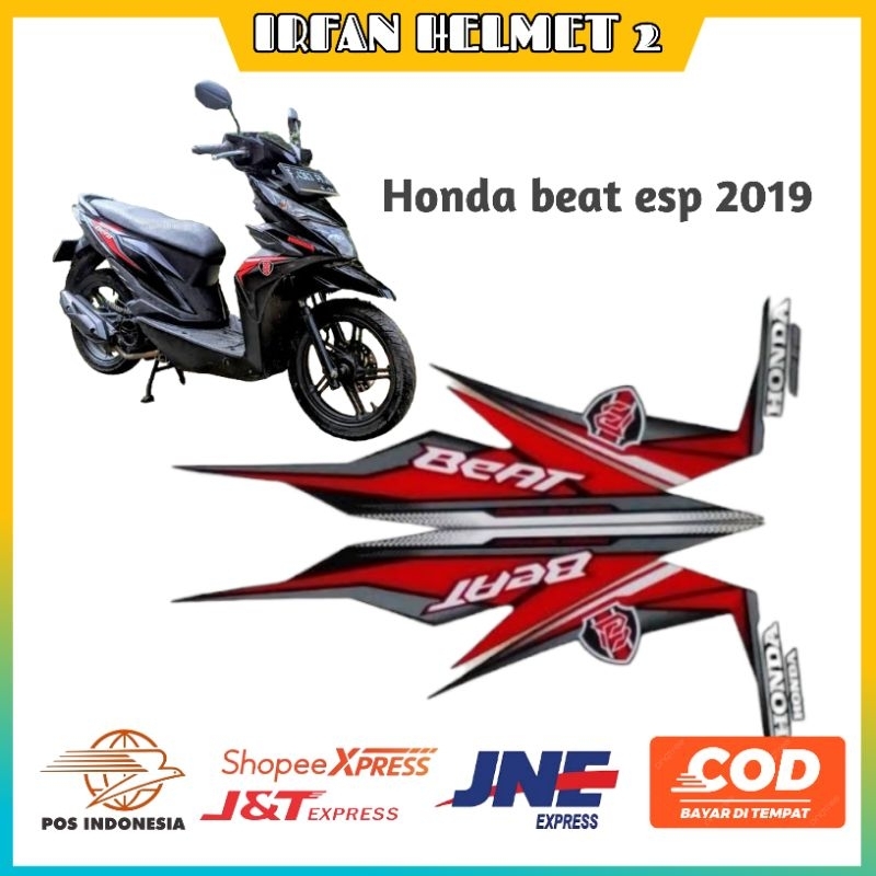 Stiker motor beat esp 2019 hitam stiker standar satu set