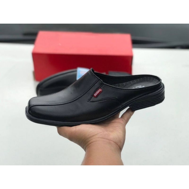 Sepatu Sandal Pansus Pria Hitam Kulit Sinteris Model Bustong Original Handmade