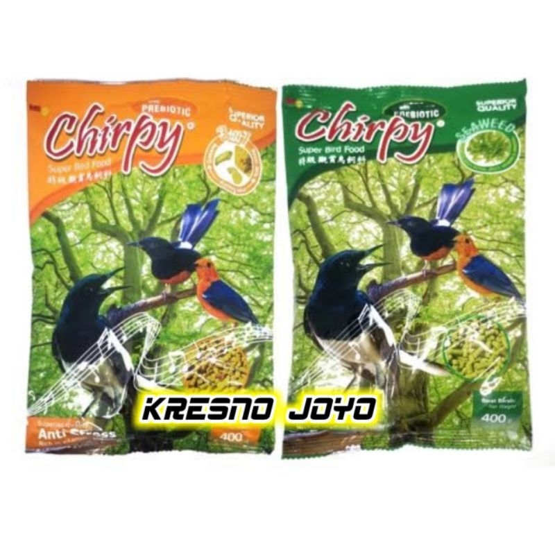 VOER CHIRPY COKLAT ATAU HIJAU 400GR PAKAN PUR BURUNG MURAI ANIS KACER