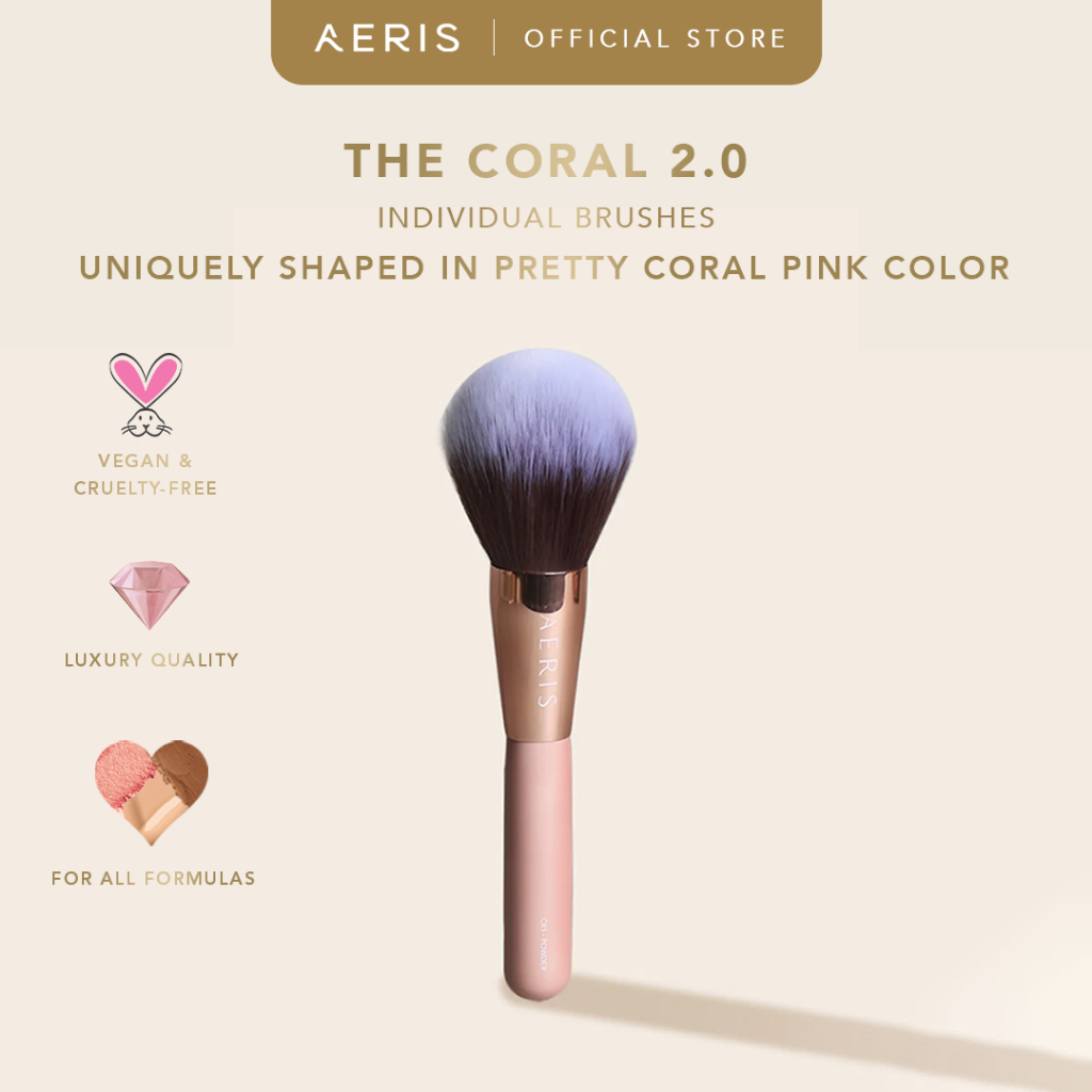 Aeris Beauté The Coral 2.0 - Single Brush | Brush Make Up Kuas Rias Lembut Premium Terjangkau Bagus 