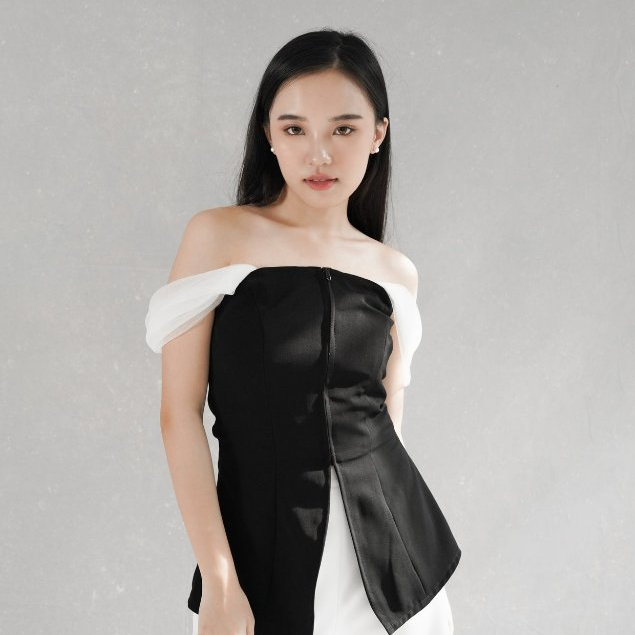 BIJOU TOP in Black - - atasan wanita / atasan organza / party dress / blouse pesta