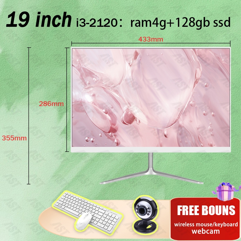 PC komputer gaming full set Core i7 baru ram8g+512SSD  22/24 inch Mouse+keyboard Gratis Desain/Kasir/Coding Gratis kemasan rangka kayu + garansi 1 tahun-19“ i3-2120 4G+128G