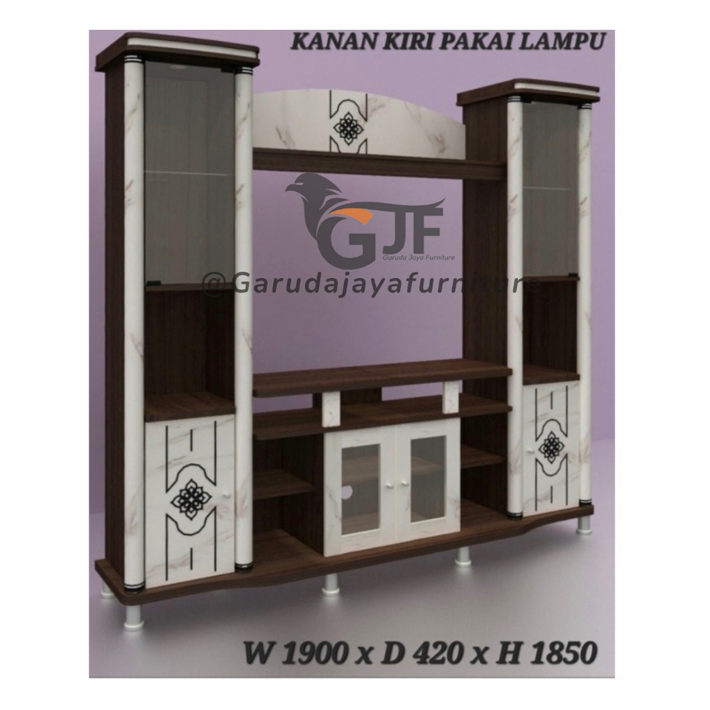 LEMARI TV / MEJA TV / CABINET TV DILENGKAPI DENGAN LEMARI PENYIMPANAN + RAK PINTU KACA + RAK / LACI 