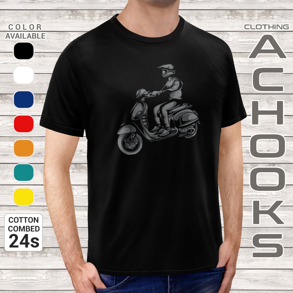 ACHOOKS Kaos Distro Original Katun Combed 24s Vespa / Baju Kaos Vespa Keren Part 2