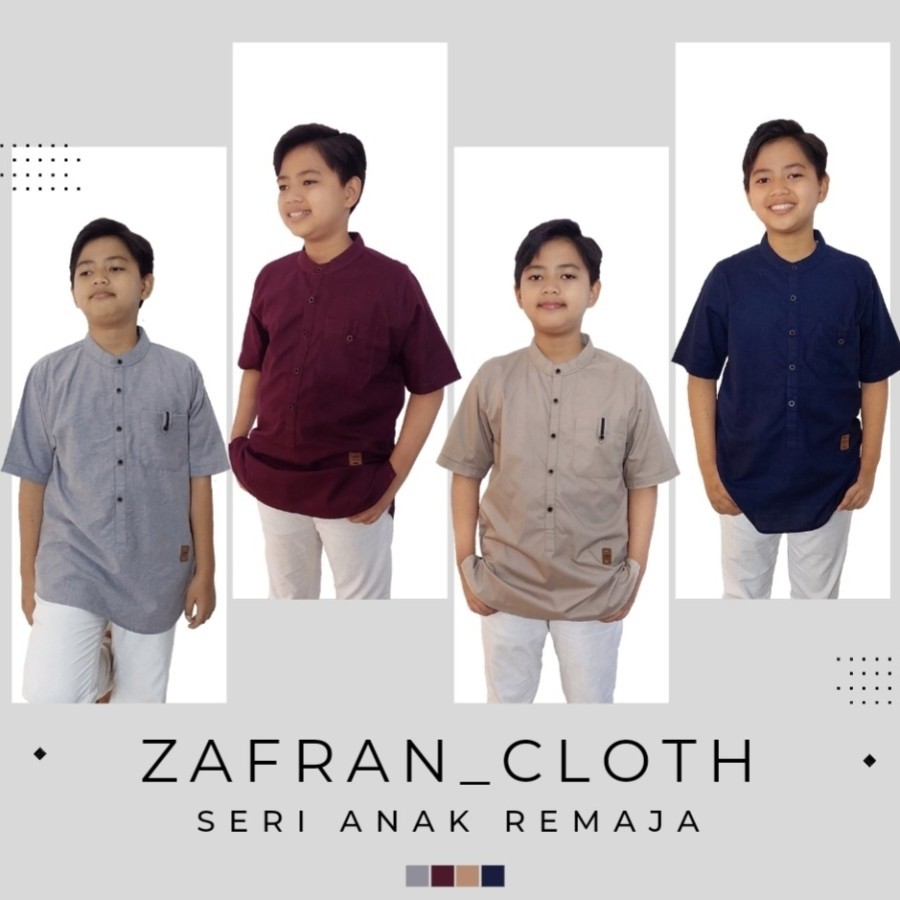 Baju Atasan Muslim Kemeja Koko Anak Remaja/ SD SMP SMA/ ABG Bahan Katun Polos Coklat Muda - Zafran C