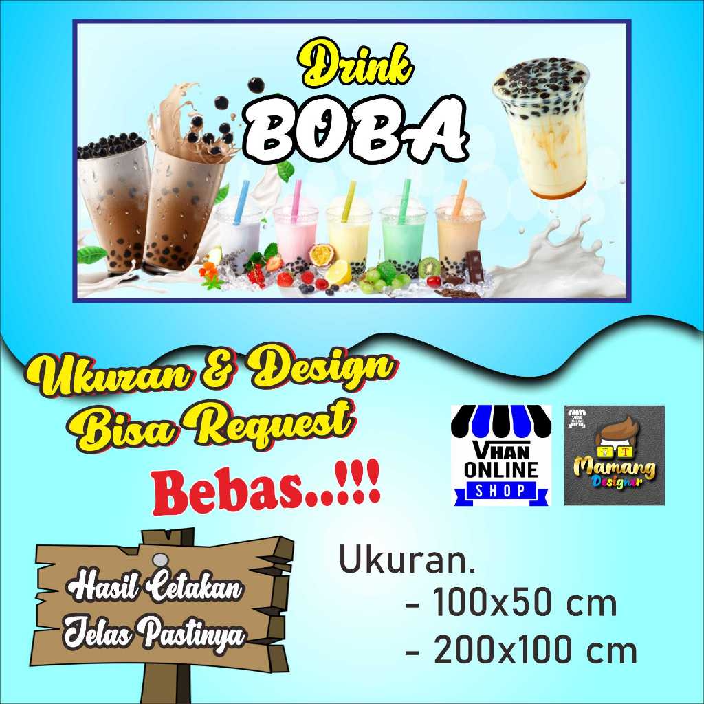 Spanduk, Banner, Mmt Drink Boba, Minuman Boba Keren