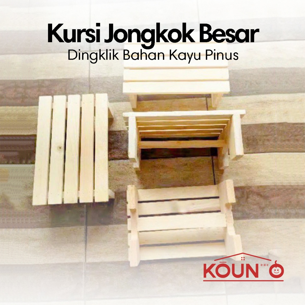 Kursi Kayu Pinus Size Besar Premium Bangku Duduk Jongkok Pendek Dingklik Kayu Kursi Wc Jongkok