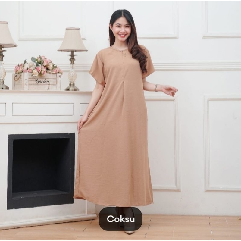 Daster Crinkle Polos Kekinian Lengan pendek panjang semata kaki busui jumbo