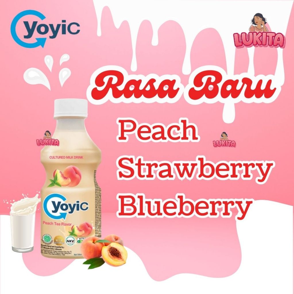 

YOYIC (1 Botol ) 130ml Rasa Peach Stawberry Blueberry MINUMAN SUSU FERMENTASI PROMO ENAK RASA TEH PERSIK ANGGUR STROBERI PAKET USAHA WARUNG GROSIR KULAKAN Ramadhan Buka Puasa Halal