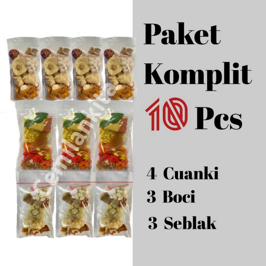 

paket komplit cuanki instan 4pcs seblak 3pcs boci mini 3pcs