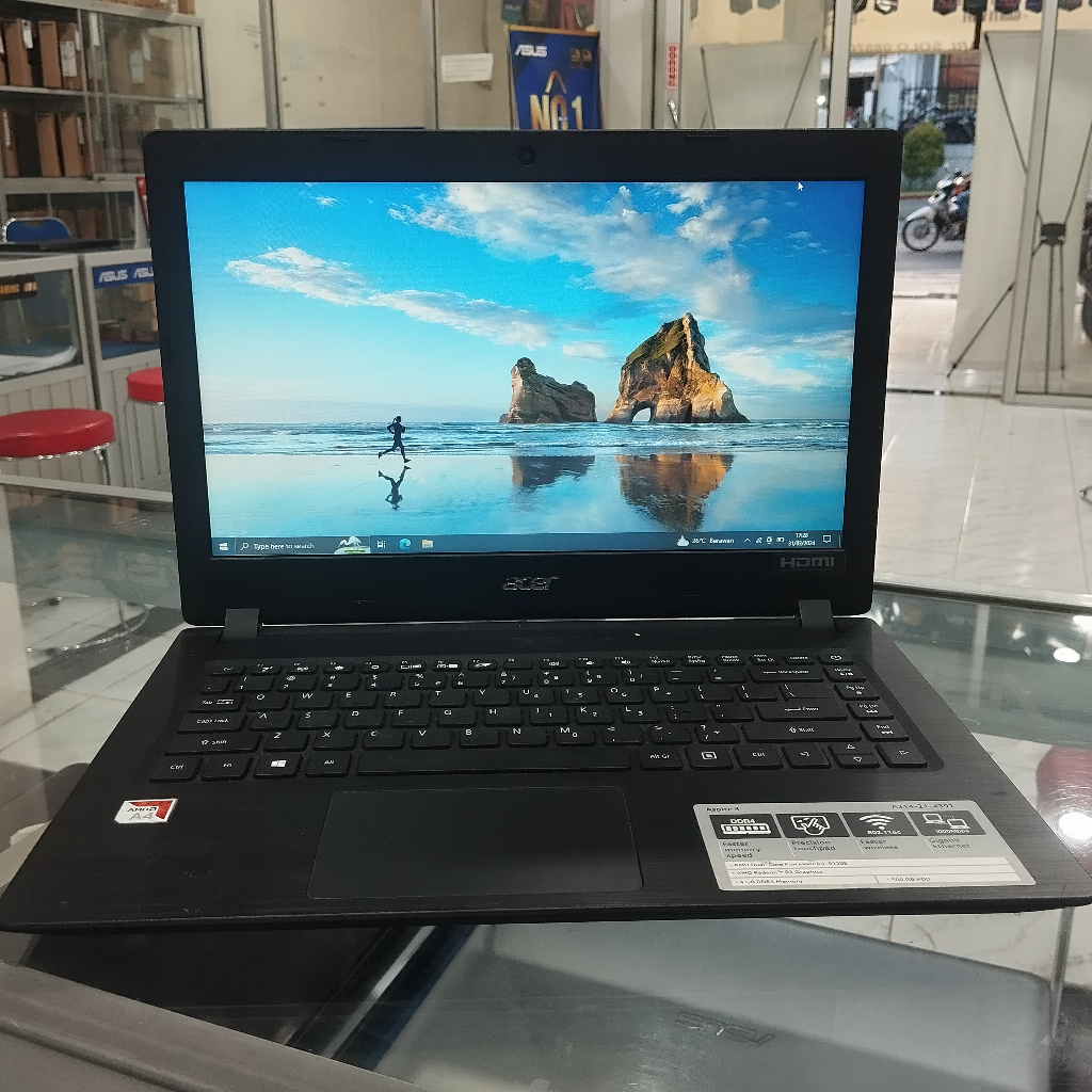Laptop Acer Aspire 3 A314-21 AMD A4 RAM 4GB HDD 500GB Layar 14" Slim Segel Siap Pakai
