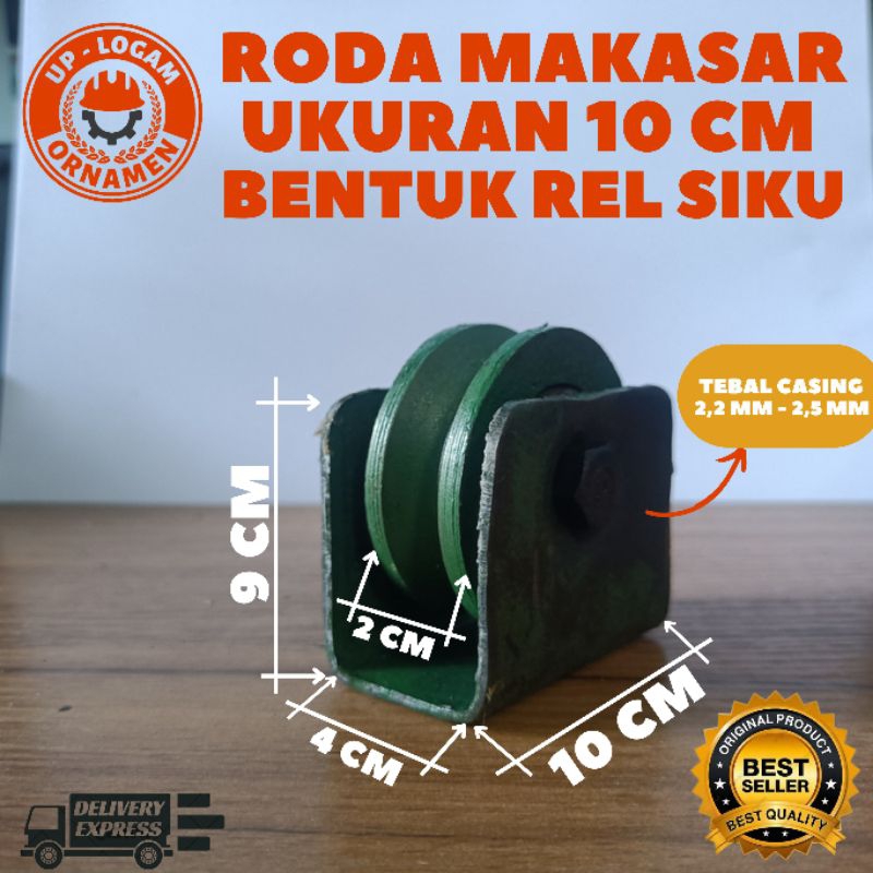 Roda Pagar Besi Lebur Warna Hijau Ukuran 10 Cm Bentuk Siku / Rel Siku