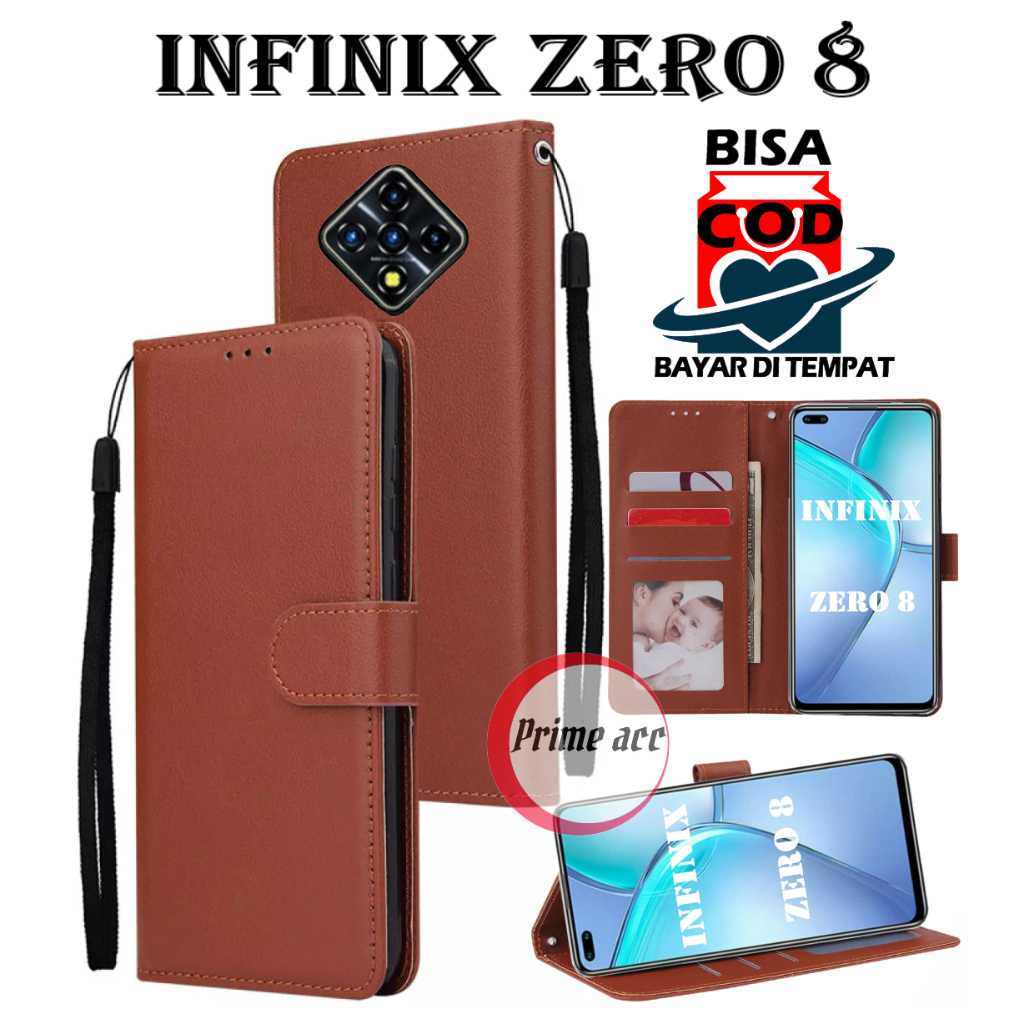 flip case INFINIX ZERO 8 casing dompet handphone cover leather case wallet sarung buka tutup