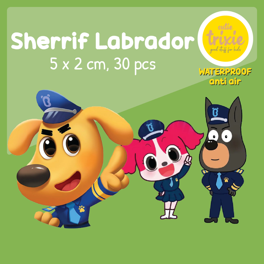

Sticker label nama anak waterproof Sherrif Labrador