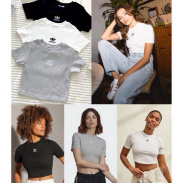 (PRELOVED) Adidas Crop Tee / Kaos Crop Adidas Knit / Crop Tee Adidas Knit - Black