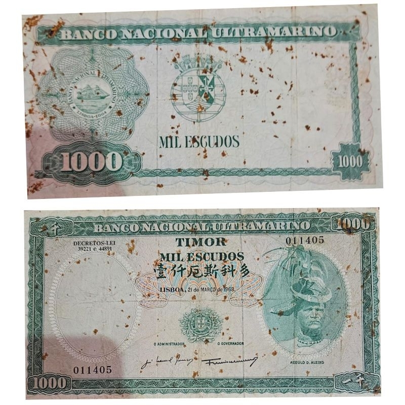 #Murah Recomend Rare Uang Timor Leste 1000 Escudo 19968 Kondisi Uang AXF Noda ORIGINAL 100%