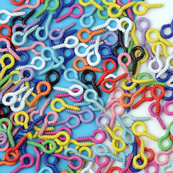 Paku Ulir Kepala Bulat WARNA WARNI Isi 20 Pcs Ukuran 4X8mm  Pengait Resin Kait Clay Sekrup Ulir Skru