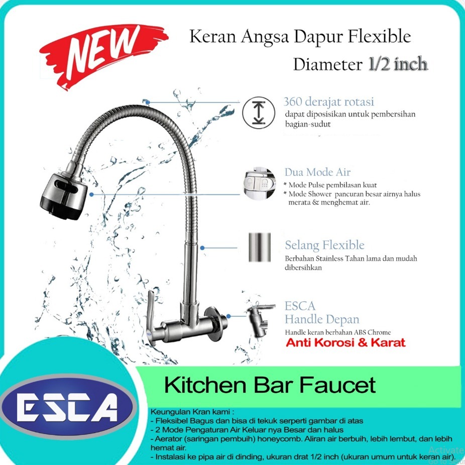 Keran Wastafel Flexible - Kran Wastafel Bak Cuci Piring Dapur Anti Karat dan Fleksibel Terbaik