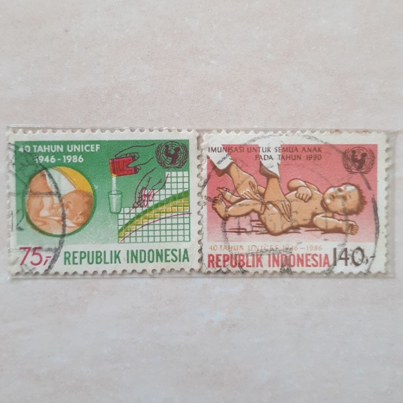 

Perangko Indonesia 40 Tahun Unicef Tahun 1986 set lengkap 2pcs