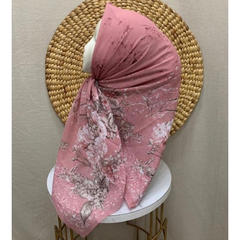 HIJAB SRGI EMPAT MOTIF BUNGA WARNA SALEM KERUDUNG VOAL PREMIUM