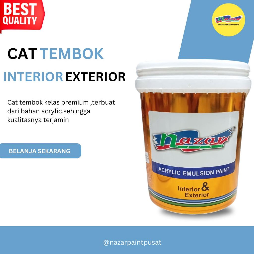 CAT TEMBOK NAZAR PAINT KUALITAS DOFF PAIL UTUH ISI 20 GRATIS EMBER