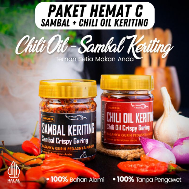 

Paket Hemat C Combo Mix Sambal Garing dan Chili Oil Keriting by Omarasa Rasanya Gurih Pedasnya Nagih