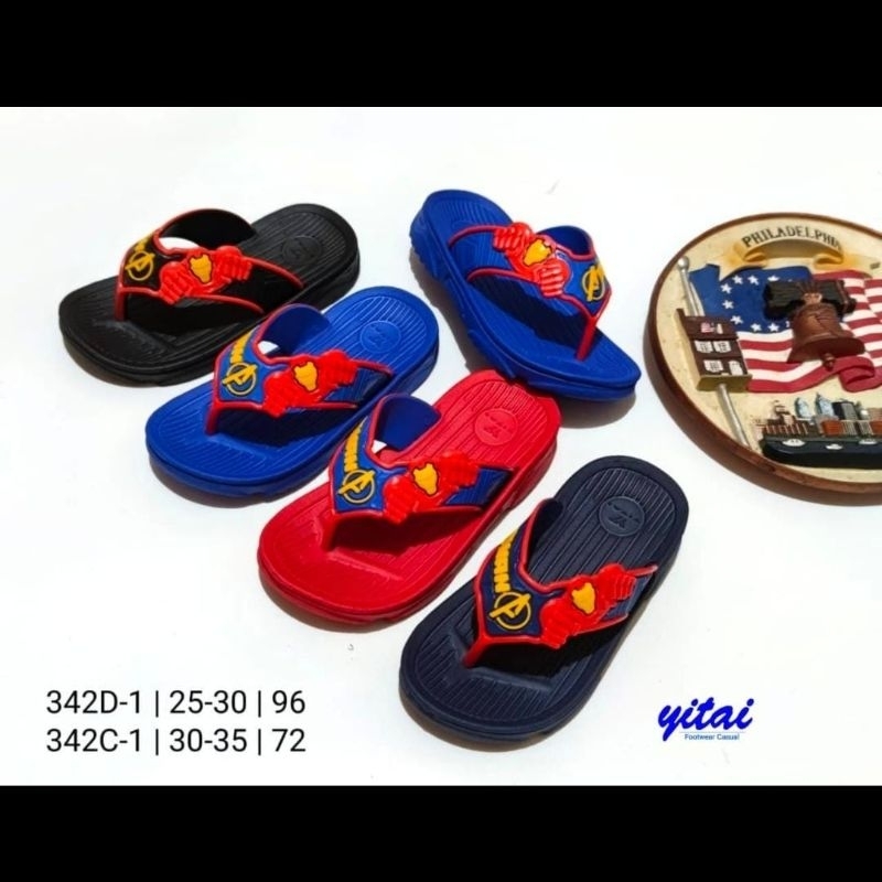 SANDAL JEPIT ANAK LAKI-LAKI IRONMAN KARET RINGAN EMPUK