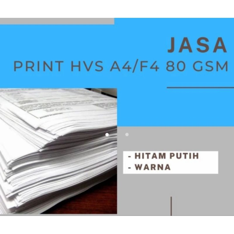 

Jasa print cetak hvs 80 gsm A4 F4 bisa bolak balik