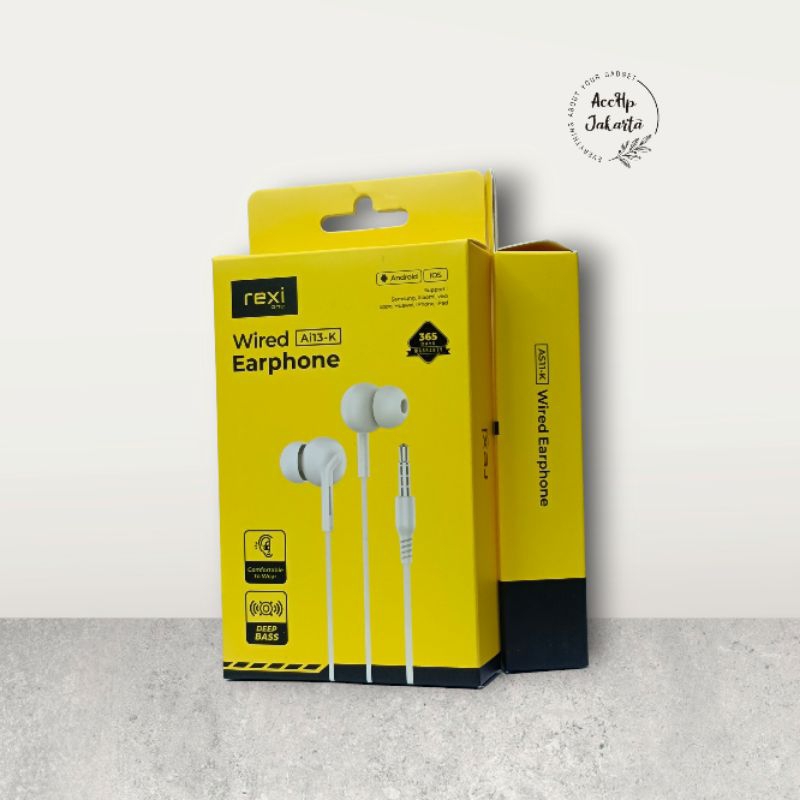 Handsfree Headset Rexi Ai13-K Headset Rexi HF Earphone Deep Bass Rexi Original