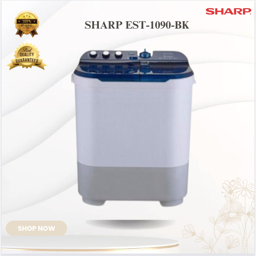 SHARP Mesin Cuci 2 Tabung EST-1090-BK 10 KG/EST-1090BK/EST 1090BK/SHARP MESIN CUCI/MESIN CUCI SHARP 