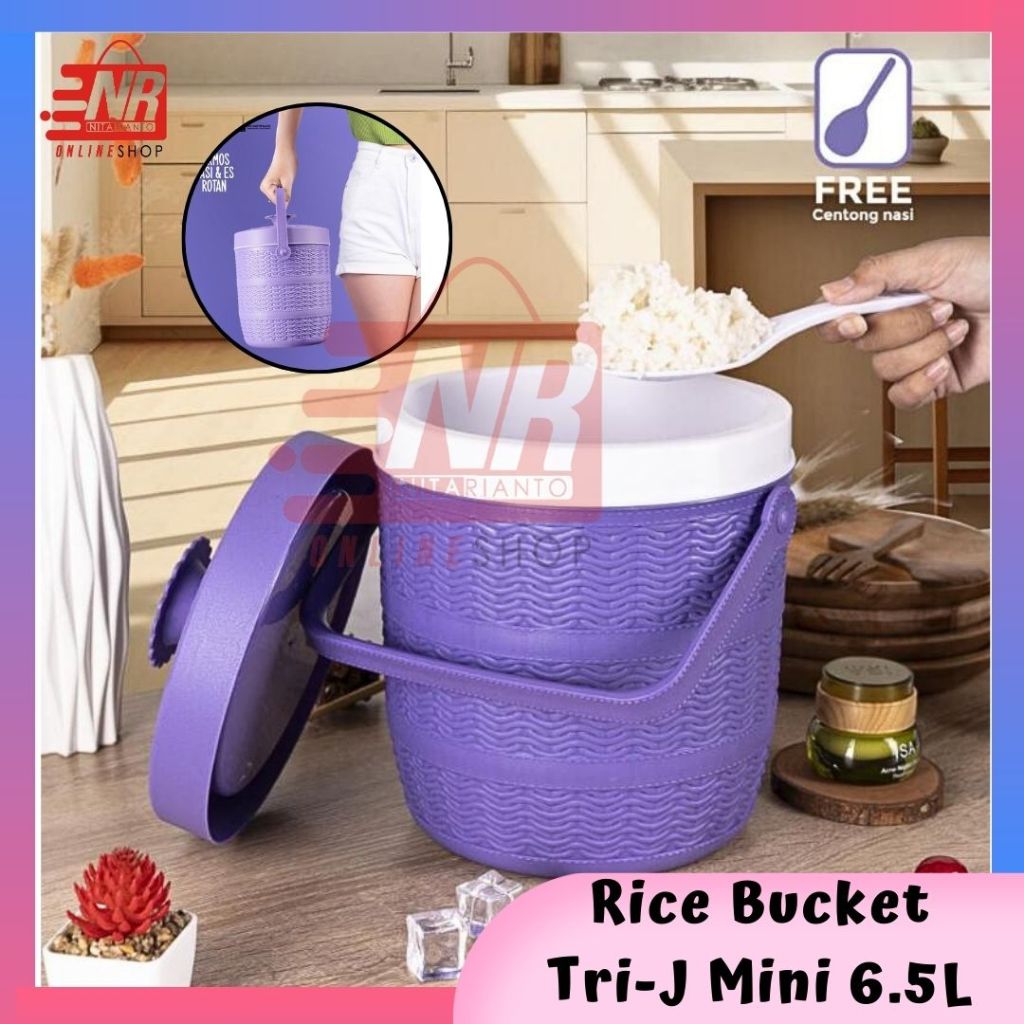 Rice Bucket TRI J 6.5L Termos Mini Termos Nasi Motif Rotan Motif Diamond Termos Es Termos Jualan Tra