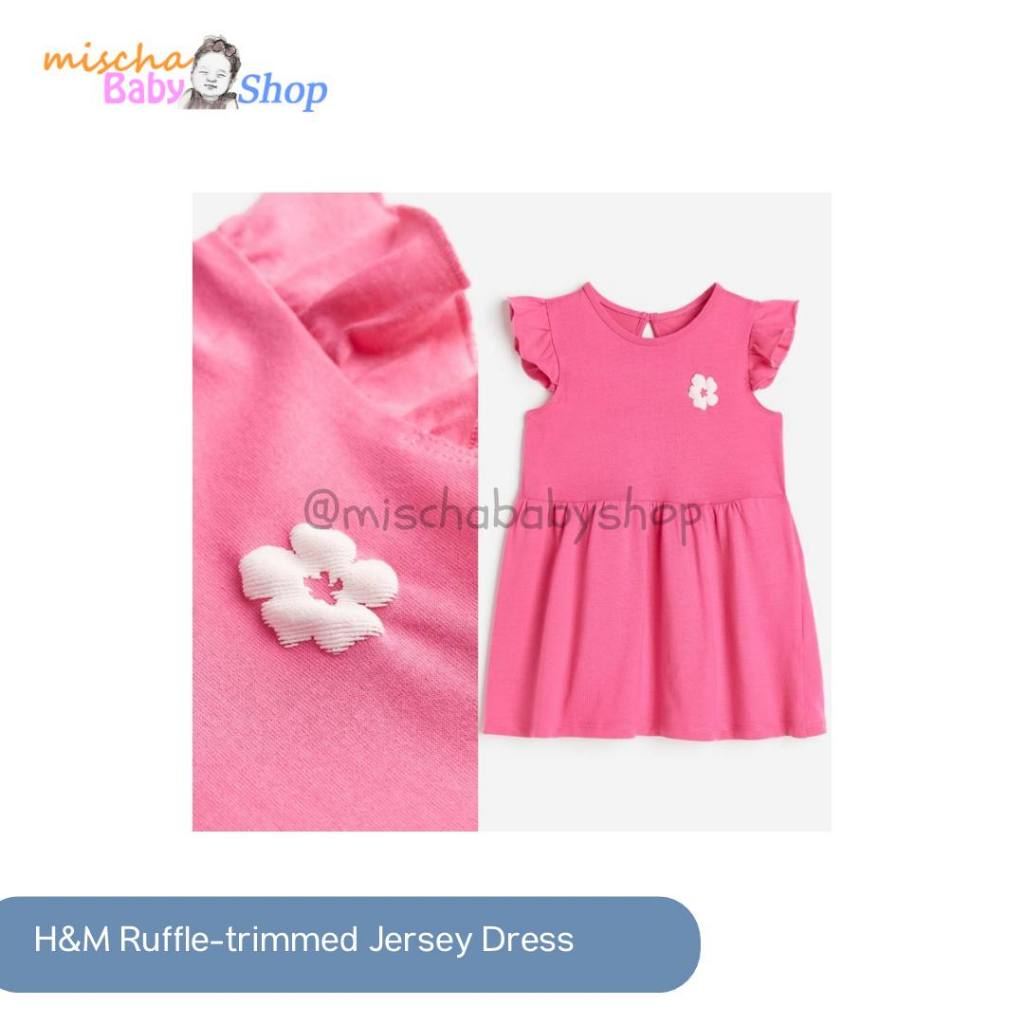 H&M Ruffle-trimmed Jersey Dress Pink/Flower | Pakaian Anak Bayi Perempuan